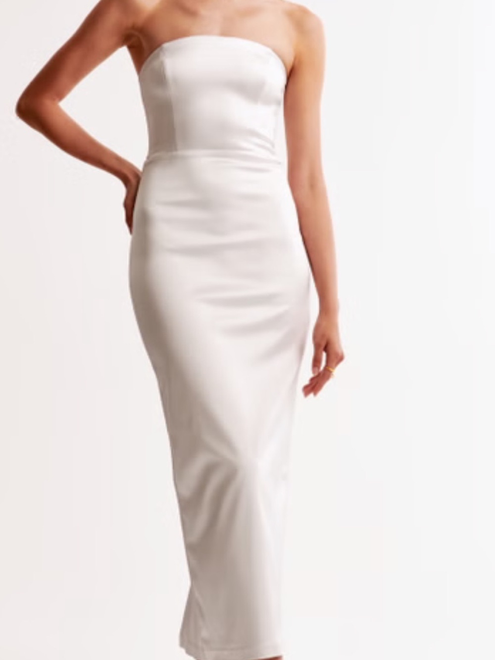 Abercrombie & Fitch Strapless White Satin Column Dress